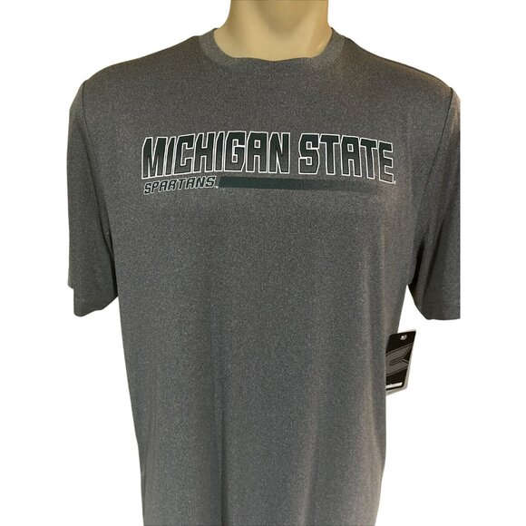 Michigan State Spartans Gray Performance Athletic Shirt Colosseum Large New - Picture 2 of 7